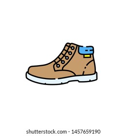 Casual leather boot line icon. Mens winter fashion shoes symbol. Vector illustration.