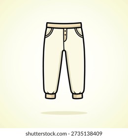 Casual Light-Colored Pants Long John Bonito Ícone Dos Desenhos Animados Ilustração Vetorial. Fundo isolado. Estilo de desenho animado plano