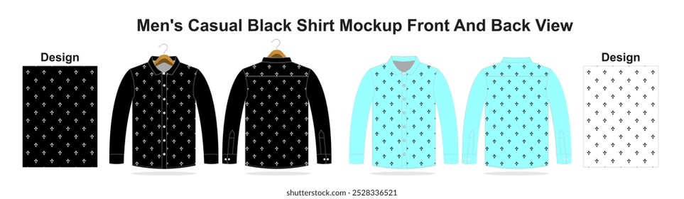 Casual Long Sleeve black shirt mockup front and back view
