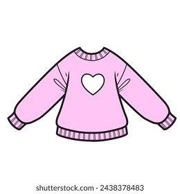 Casual long sleeve with heart print color variation on a white background. Image produced without the use of any form of AI software at any stage