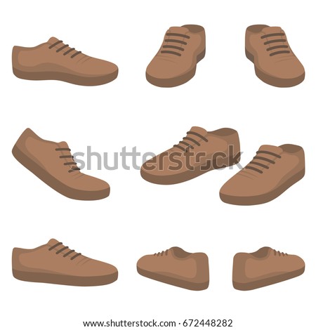 casual male shoes. back, front, side view. Vector fashion illustration