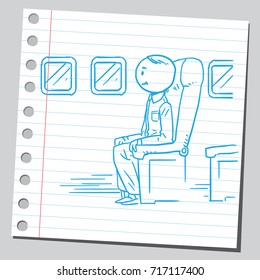 Casual man in airplane