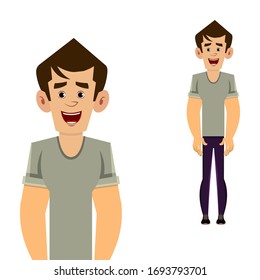 casual man cartoon character standing pose vector illustration for your design, motion or animation
