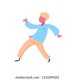 casual man character dancing pose isolated male cartoon full length flat vector illustration