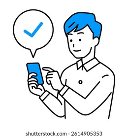 Casual man checking his smartphone