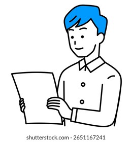 Homem casual olhando documentos