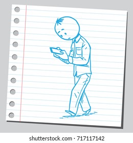 Casual man phone addict