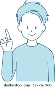 Casual man pointing blue illustration