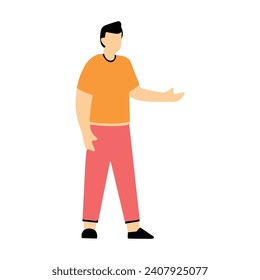 Casual man pose flat vector