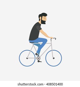Casual Man Riding Bicycle Flat design