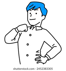 casual man showing off his chest