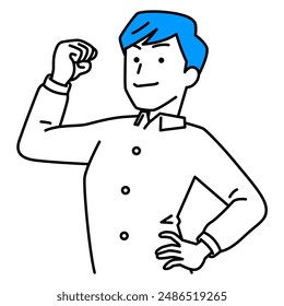 Casual man showing off his bicep