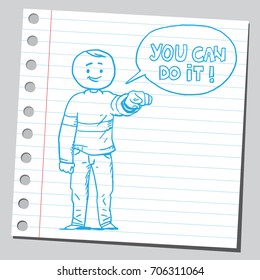 Casual man speaking you can do it phrase