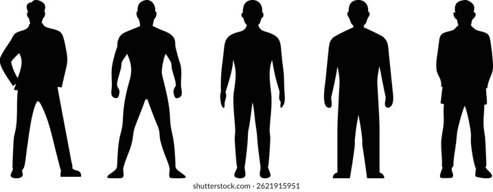Casual man standing Black silhouttee