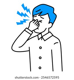 Casual man suffering from eye strain