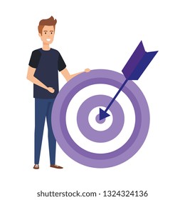 casual man with target arrow