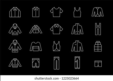 casual men wear line icons. vector linear icon set.