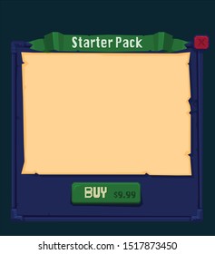 Casual mobile game starter pack menu