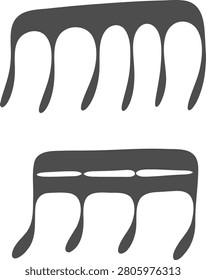 Casual musical note silhouettes. A sequence of eighth notes. A sequence of sixteenth notes.