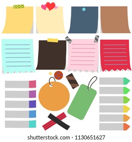 Casual note frames, colorful tapes and some tags for decorating on all websites and blogs. Size and shapes of all papers are editable.