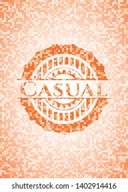 Casual orange mosaic emblem. Vector Illustration. Detailed.
