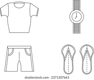 Diseño de vectores Casual Outfit, conjunto de diseño de ropa casual. Se puede utilizar como icono, estilo de esbozo y otros.