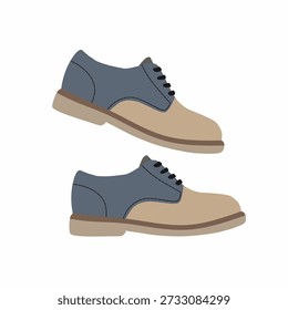 Casual oxford shoes in flat vector style for smart casual fashion. Suitable for office looks, lifestyle designs, and shoe catalogs.