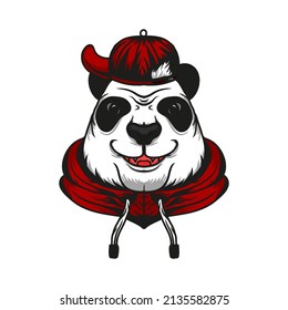 Casual Panda Wear Red Sweater and Red Hat Vector Illustration