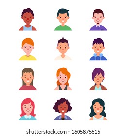 Casual People Avatar Flat Illustration Set. User Display Picture For Social Media, Video Game, Digital Content Marketing. White And Transparent Background, Editable Vector, Easy To Customize.