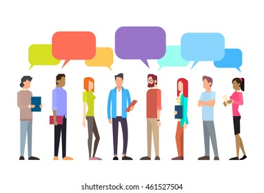 Casual People Group Chat Bubble Communication Social Network Flat Design Vector Illustration