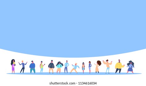 casual people group standing together man woman character diversity poses isolated male female cartoon full length flat vector illustration