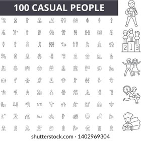 Casual people line icons, signs, vector set, outline illustration concept 