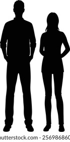 Casual people stand up silhouette isolated on white background. People sign vector illustration design