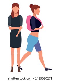 casual people women cartoon vector illustration graphic design