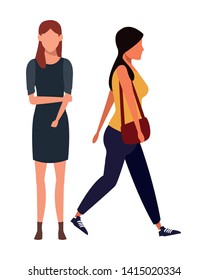 casual people women cartoon vector illustration graphic design