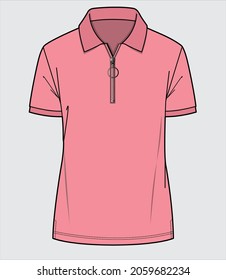 CASUAL POLO TEES FOR WOMEN AND TEEN GIRLS WITH ZIPPER IN VECTOR FILE