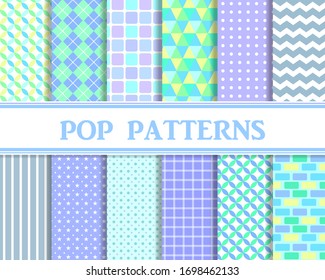 Casual pop seamless pattern. 24 color set.