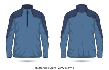 Casual quarter zip sweatshirt mockup front and back view