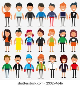 casual set characters for use in design. vector illustration.