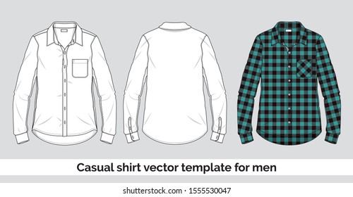 Casual shirt vector template for men