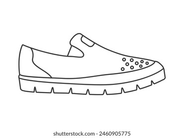 Casual shoes with decorative rivet holes in front line icon vector illustration