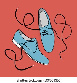 Casual shoes with laces. Vector