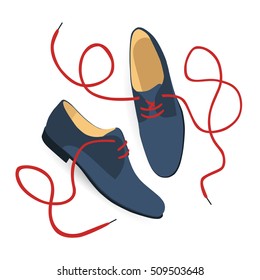 Casual shoes with laces. Vector