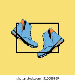 casual shoes, retro shoes. Vector.