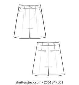 Casual short pants mockup template clothing vector design