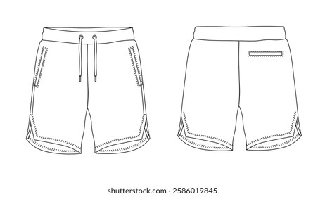 A Casual Shorts Technical Sketch