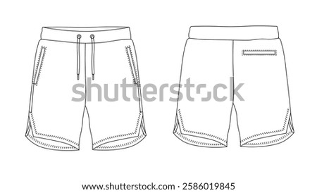 A Casual Shorts Technical Sketch