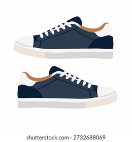Tênis casuais em estilo vetorial plano para uso diário e urbano. Ideal para gráficos de moda, ilustrações de estilo de vida e catálogos de sapatos.