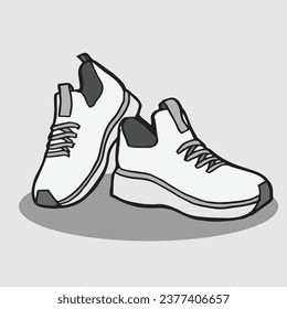 casual sport sneaker shoes handdrawing illustration vector