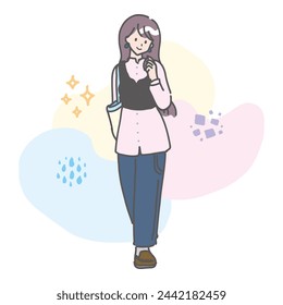 A casual spring outfit with a vest and wide-leg pants.